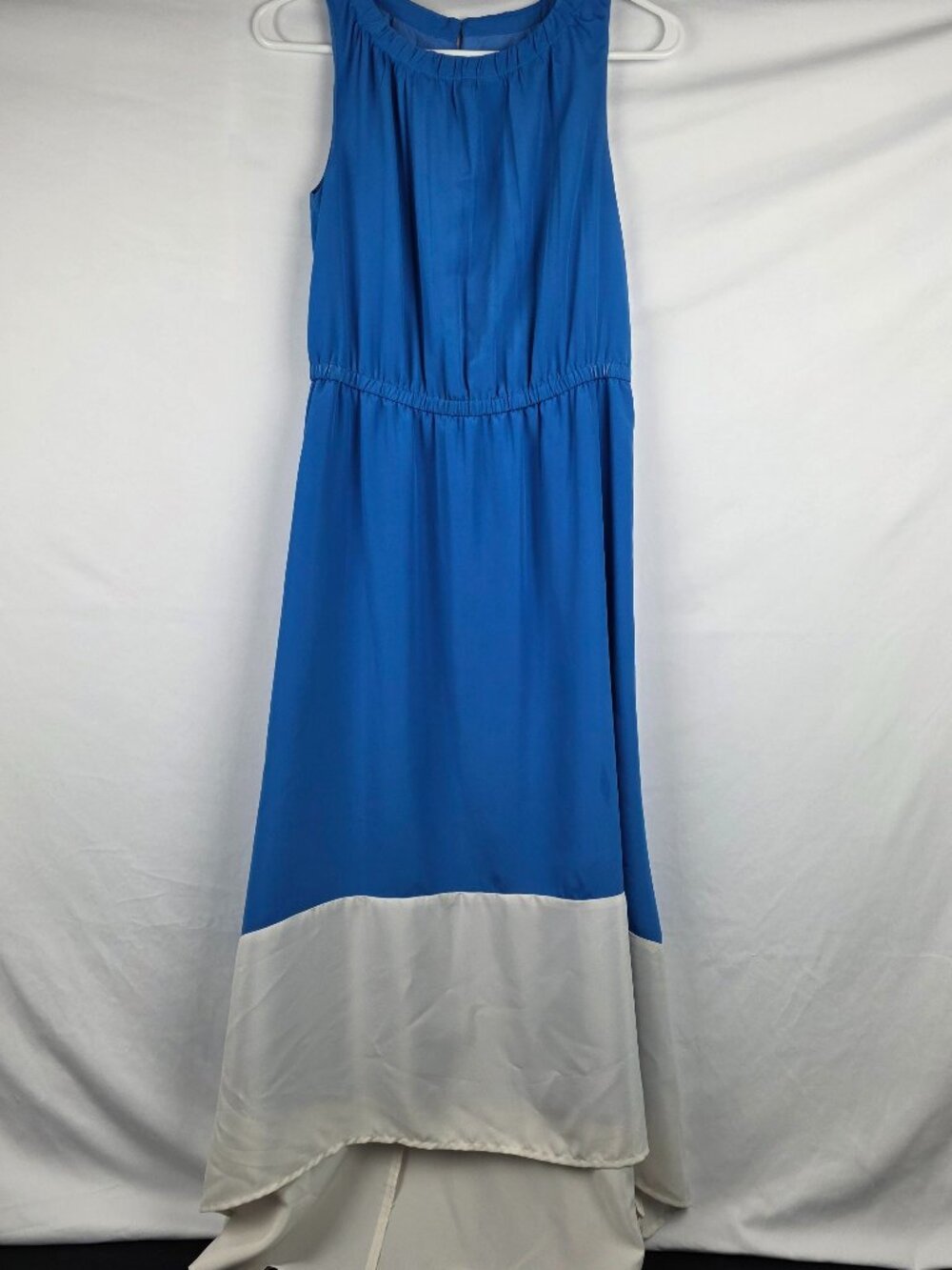 ANN TAYLOR LOFT Solid Blue and White Colorblock Sleeveless Dress Womens Size 0